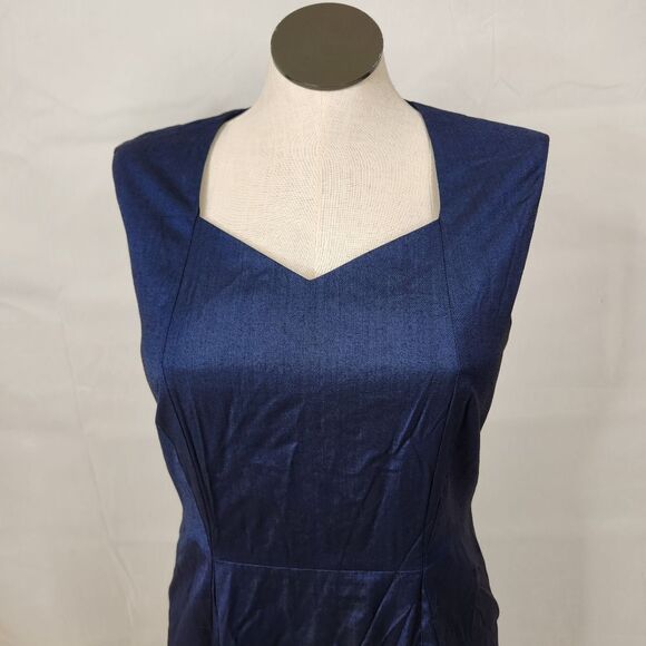 NWT BOSS Hugo Boss Womens Blue Delura Sleeveless V-Neck Shift Dress Sz 10 - Picture 5 of 16